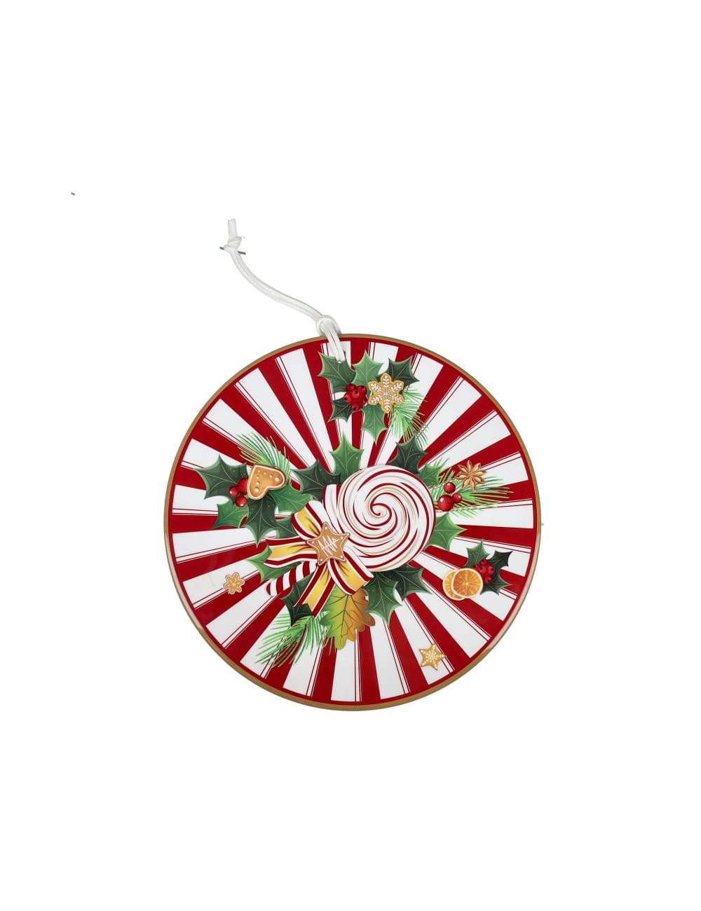 Brandani Sottopentola in ceramica e sughero Le Chicche con lecca lecca centrale. Accessorio natalizio a sfera con cordino. Acquista su Savino Arte e Design!
