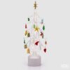 Albero di Natale in vetro trasparente EDG altezza 45 cm con pendenti colorati, LED e movimento. Scultura scenografica d'arredo. Acquista su Savino Arte e Design!