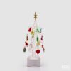 Albero di Natale in vetro trasparente EDG altezza 36 cm con pendenti colorati, LED e movimento. Scultura scenografica d'arredo. Acquista su Savino Arte e Design!