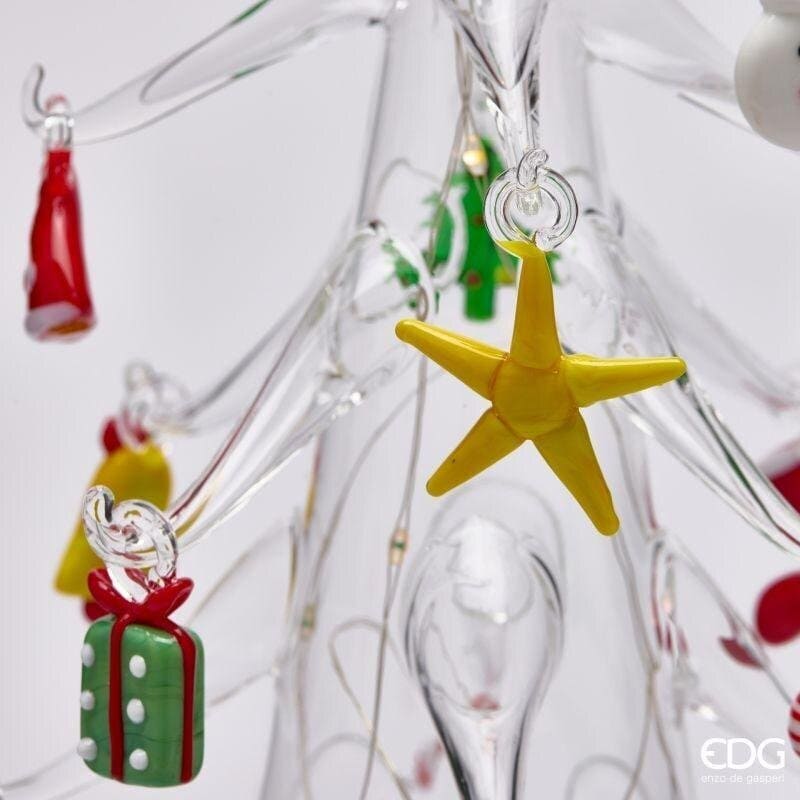 Alternative view of EDG Albero di Natale in Vetro con Pendenti LED e Movimento 36 cm