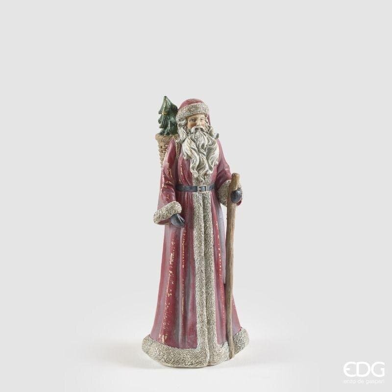Decoro Babbo Natale vintage EDG altezza 37 cm in resina con bastone e cesto. Scultura elegante per allestimenti di Natale. Acquista su Savino Arte e Design!