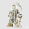 Babbo Natale decorativo EDG altezza 61 cm nei toni del bianco e argento con orsetto e sacco di doni. Acquista su Savino Arte e Design!