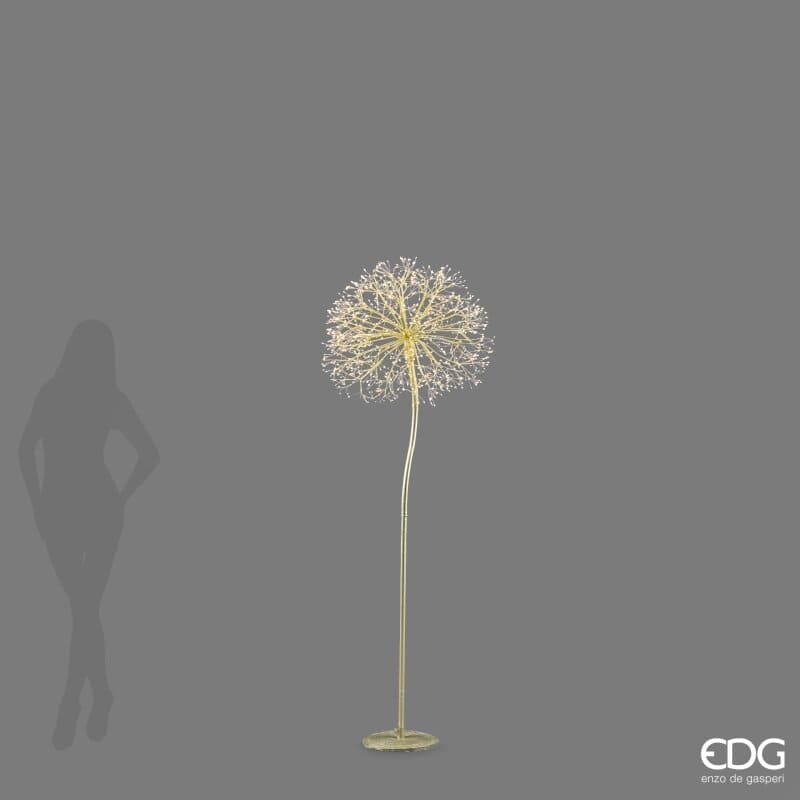 Tarassaco luminoso EDG altezza 180 cm con 912 microled oro. Spettacolare piantana decorativa da terra a soffione. Acquista su Savino Arte e Design!
