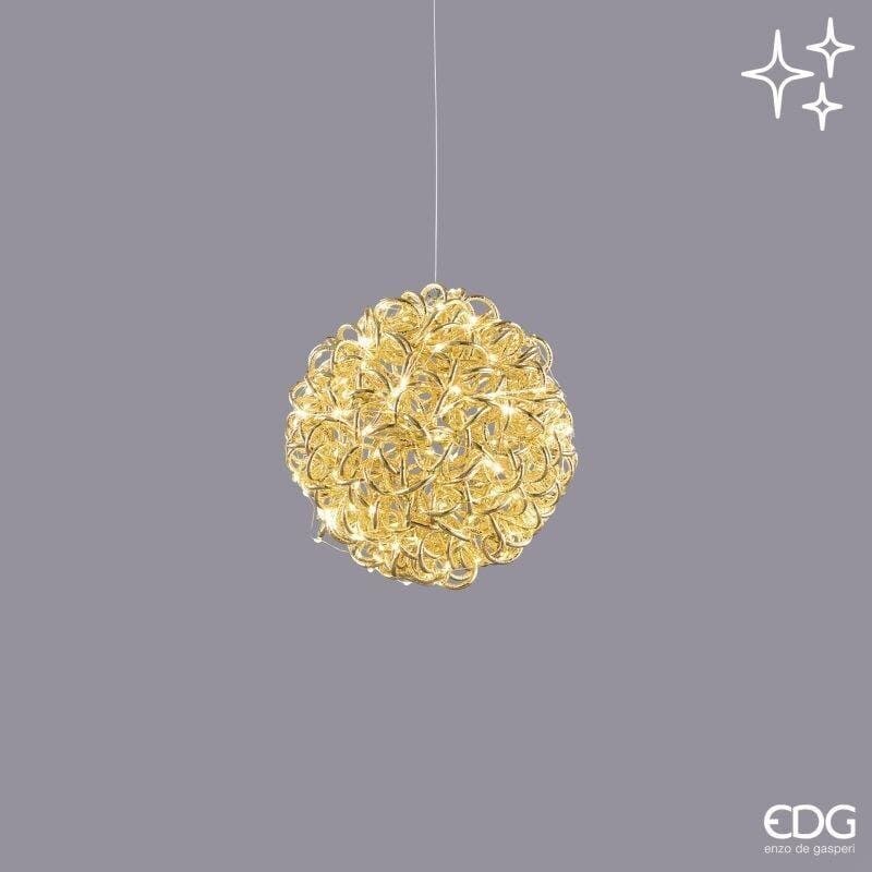 Sfera luminosa EDG diametro 25 cm con 200 microled oro. Spettacolare decorazione sospesa per interni ed esterni. Acquista su Savino Arte e Design!