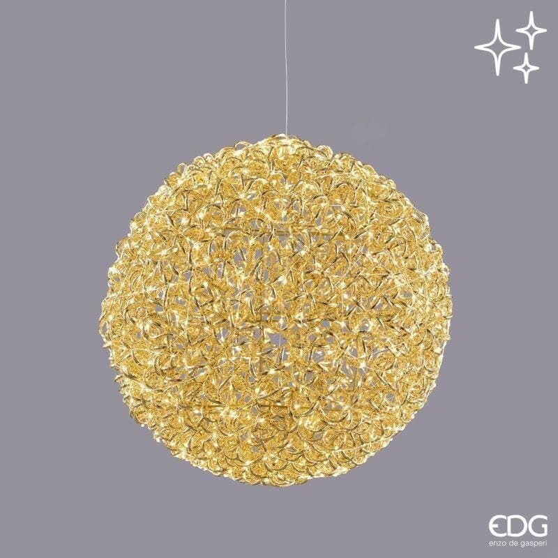 Sfera luminosa EDG diametro 50 cm con 960 microled oro. Spettacolare decorazione sospesa per interni ed esterni. Acquista su Savino Arte e Design!