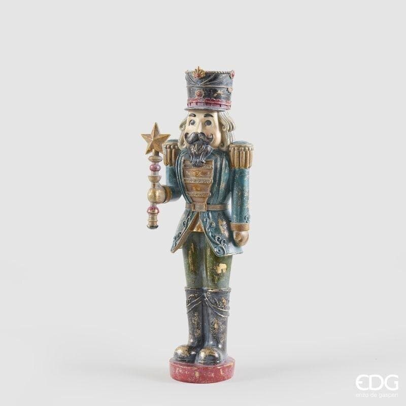 Decoro soldatino schiaccianoci blu EDG altezza 60 cm. Statuetta scenografica in resina stile vintage con scettro a stella. Acquista su Savino Arte e Design!
