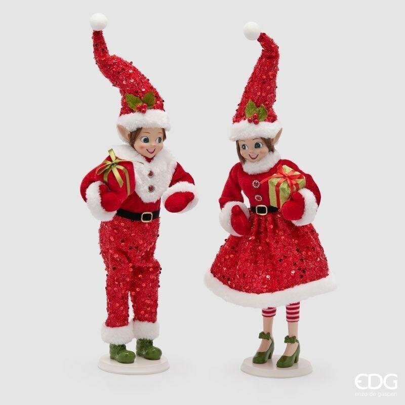 EDG Enzo De Gasperi Elfo di Natale con Paillettes 50 cm. Figura decorativa natalizia venduta singolarmente in varianti assortite. Savino Arte e Design!
