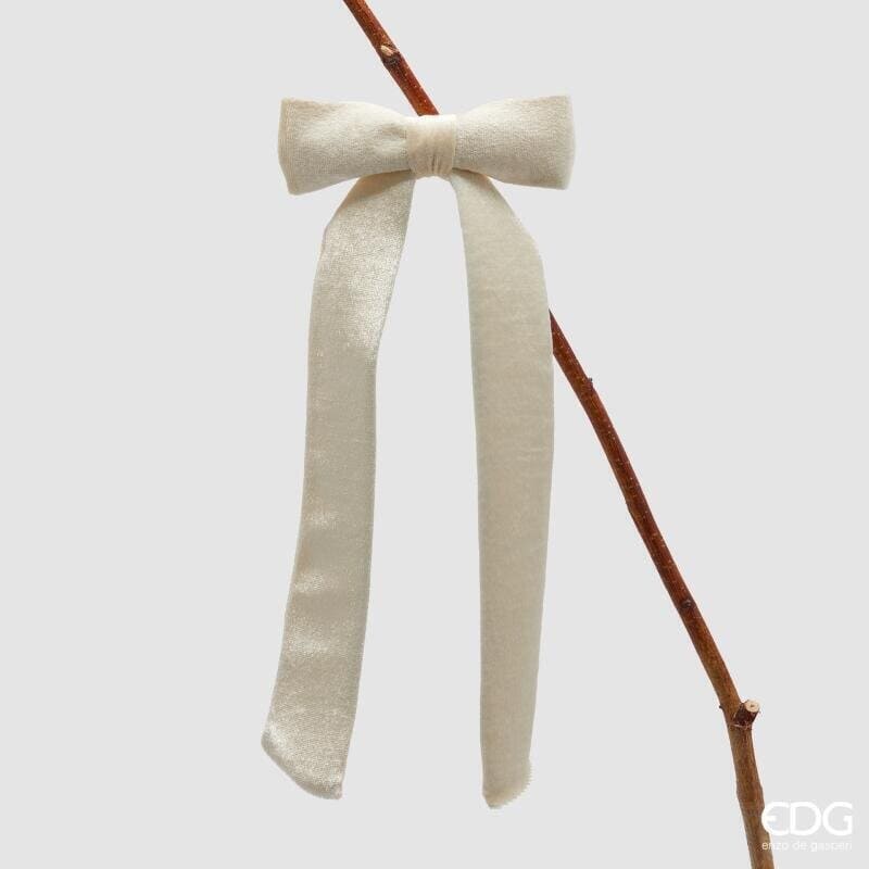 Fiocco in velluto avorio con clip EDG 30 cm. Elegante addobbo con molletta per albero, ghirlande e regali. Acquista online su Savino Arte e Design!