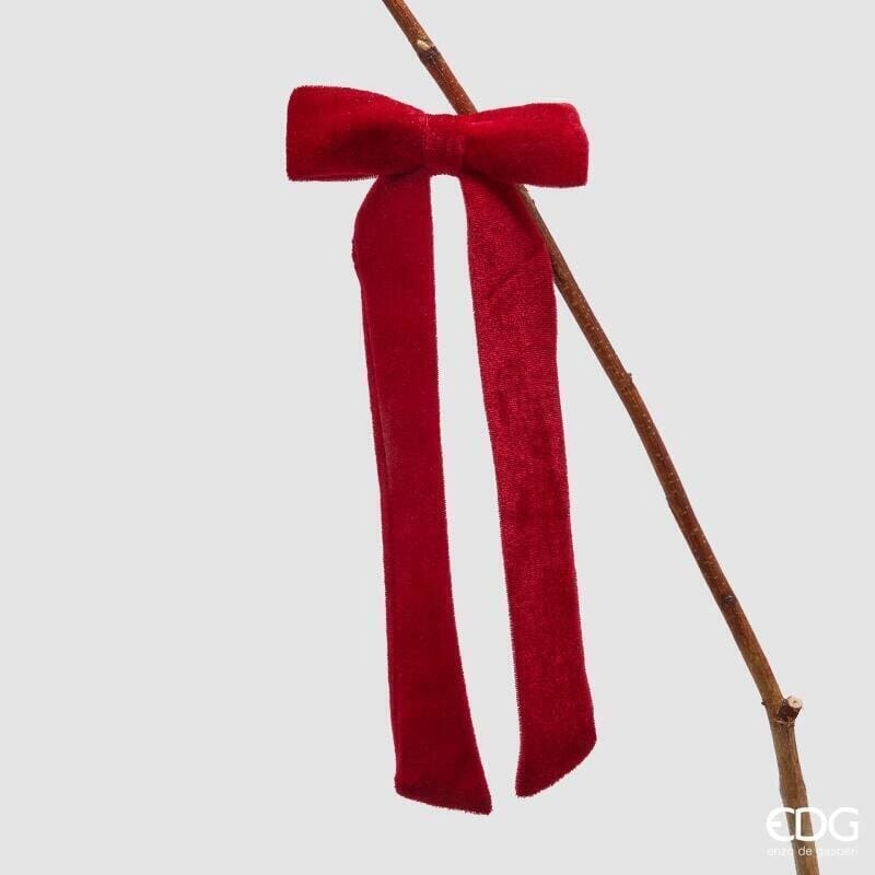 Fiocco in velluto bordeaux con clip EDG 30 cm. Elegante addobbo con molletta per albero, ghirlande e regali. Acquista online su Savino Arte e Design!