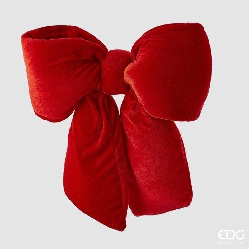Fiocco in velluto rosso EDG 43 cm. Elegante addobbo imbottito per albero, porte e regali. Acquista online su Savino Arte e Design!