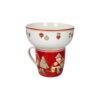 Brandani Mug con Ciotola Villaggio in Festa Rossa 2 pz in New Bone China. Set colazione e merenda natalizio impilabile. Acquista su Savino Arte e Design!