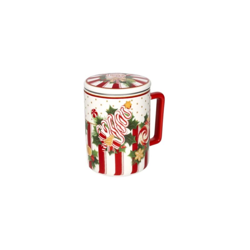 Brandani Mug tisaniera con coperchio e filtro Le Chicche in New Bone China decorata. Tazza natalizia per tisane e tè. Acquista su Savino Arte e Design!