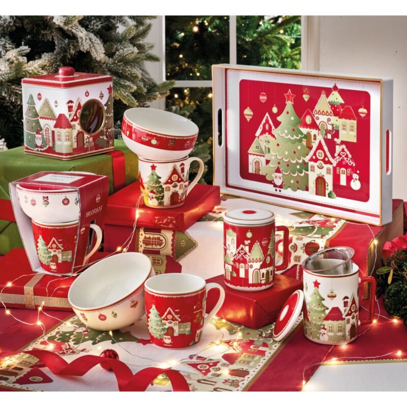 Alternative view of BRANDANI Mug Bianca Villaggio in Festa in New Bone China con Coperchio