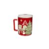 Brandani Mug rossa Villaggio in Festa in New Bone China con coperchio. Tazza natalizia calda per tisane e cioccolate. Acquista su Savino Arte e Design!