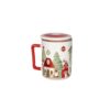 Brandani Mug bianca Villaggio in Festa in New Bone China con coperchio. Tazza natalizia elegante per tisane e infusi. Acquista su Savino Arte e Design!