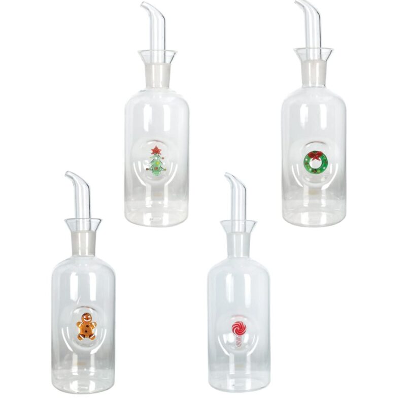 Brandani Oliera in vetro borosilicato con decoro natalizio interno 45 cl (7x24 cm). Bottiglia per olio decorativa. Acquista su Savino Arte e Design!