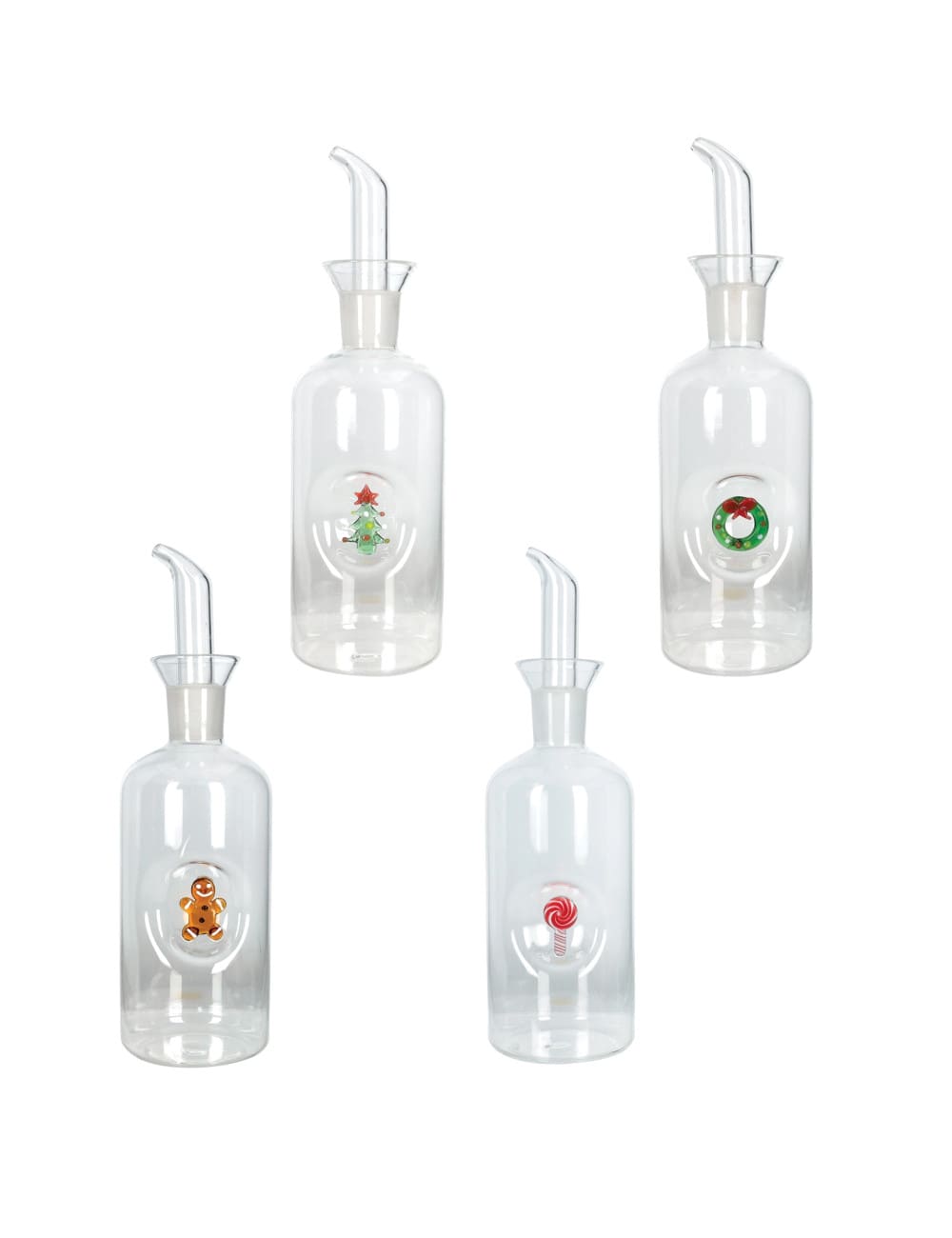Brandani Oliera in vetro borosilicato con decoro natalizio interno 45 cl (7x24 cm). Bottiglia per olio decorativa. Acquista su Savino Arte e Design!