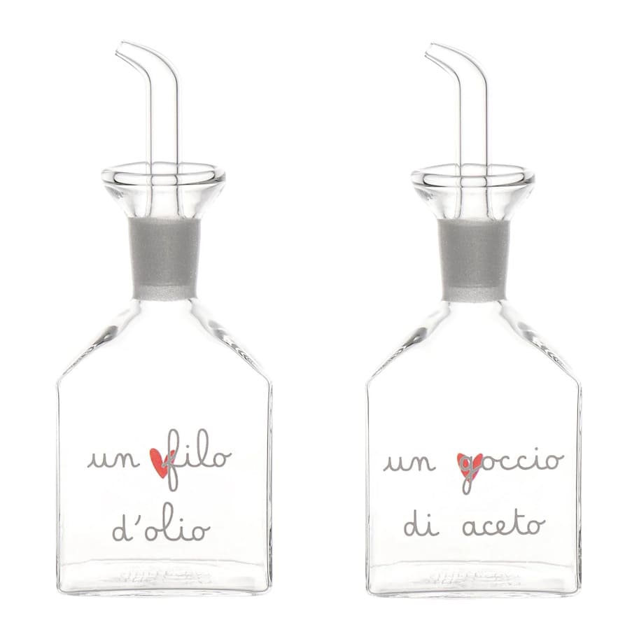 SIMPLE DAY Set 2 Bottiglie Oliera e Acetiera in Vetro "Un Filo D'Olio - Un Goccio Di Aceto" - immagine 2