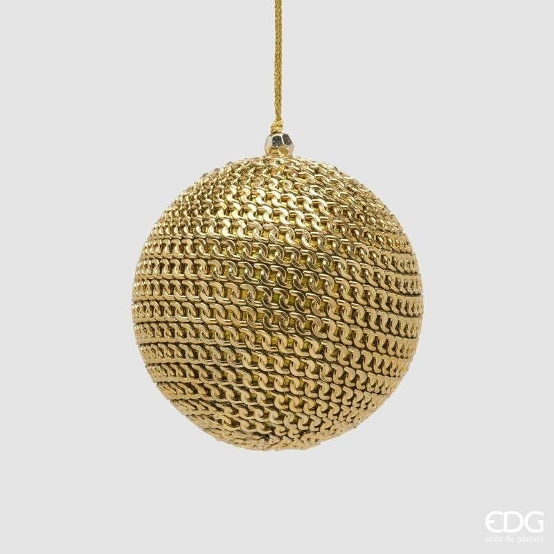 Pallina di Natale a maglie dorate EDG diametro 10 cm. Sfera decorativa intrecciata di grande eleganza. Acquista su Savino Arte e Design!