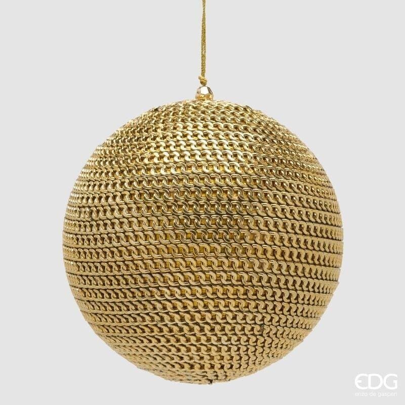 Pallina di Natale a maglie dorate EDG diametro 15 cm. Sfera decorativa intrecciata di grande eleganza. Acquista su Savino Arte e Design!