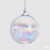Pallina di Natale in vetro iridescente EDG diametro 12 cm. Sfera trasparente con riflessi arcobaleno e madreperla. Acquista su Savino Arte e Design!