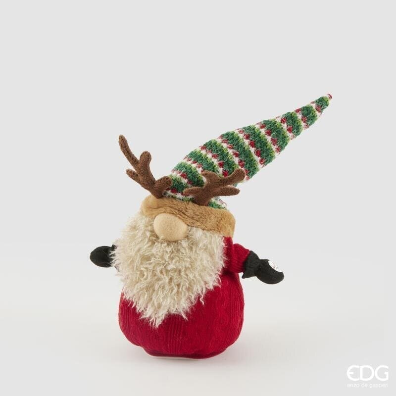 Pupazzo gnomo Babbo Natale animato EDG altezza 28 cm con musica e movimento. Decorazione natalizia in stoffa. Acquista su Savino Arte e Design!