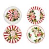 Brandani Set 4 piattini dolce Le Chicche in porcellana con decori assortiti natalizi. Piatti dessert eleganti per le feste.