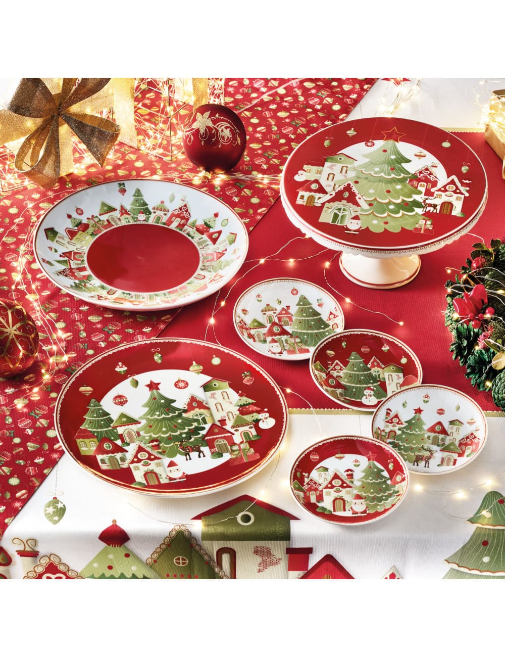 BRANDANI Piatto Portata Villaggio in Festa in Porcellana New Bone China - immagine 2