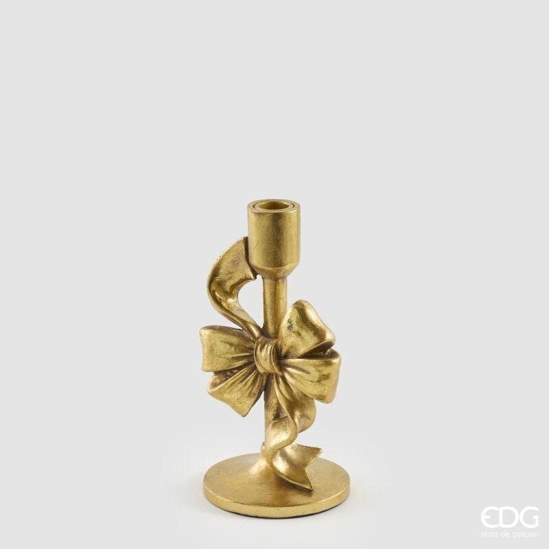 Portacandela oro con fiocco EDG 22 cm. Un elegante candelabro per la tavola delle feste e il living. Acquista online su Savino Arte e Design!