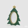 Portafoto natalizio a forma di albero verde EDG per foto 10x15 cm. Cornice con corona reale oro e passepartout ovale. Acquista su Savino Arte e Design!