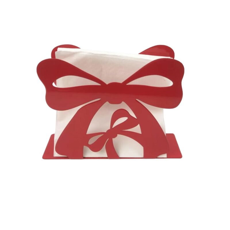 Brandani Portasalviette natalizio sagomato a fiocco in metallo rosso 14,5x11 cm. Elegante portatovaglioli da tavola. Acquista su Savino Arte e Design!