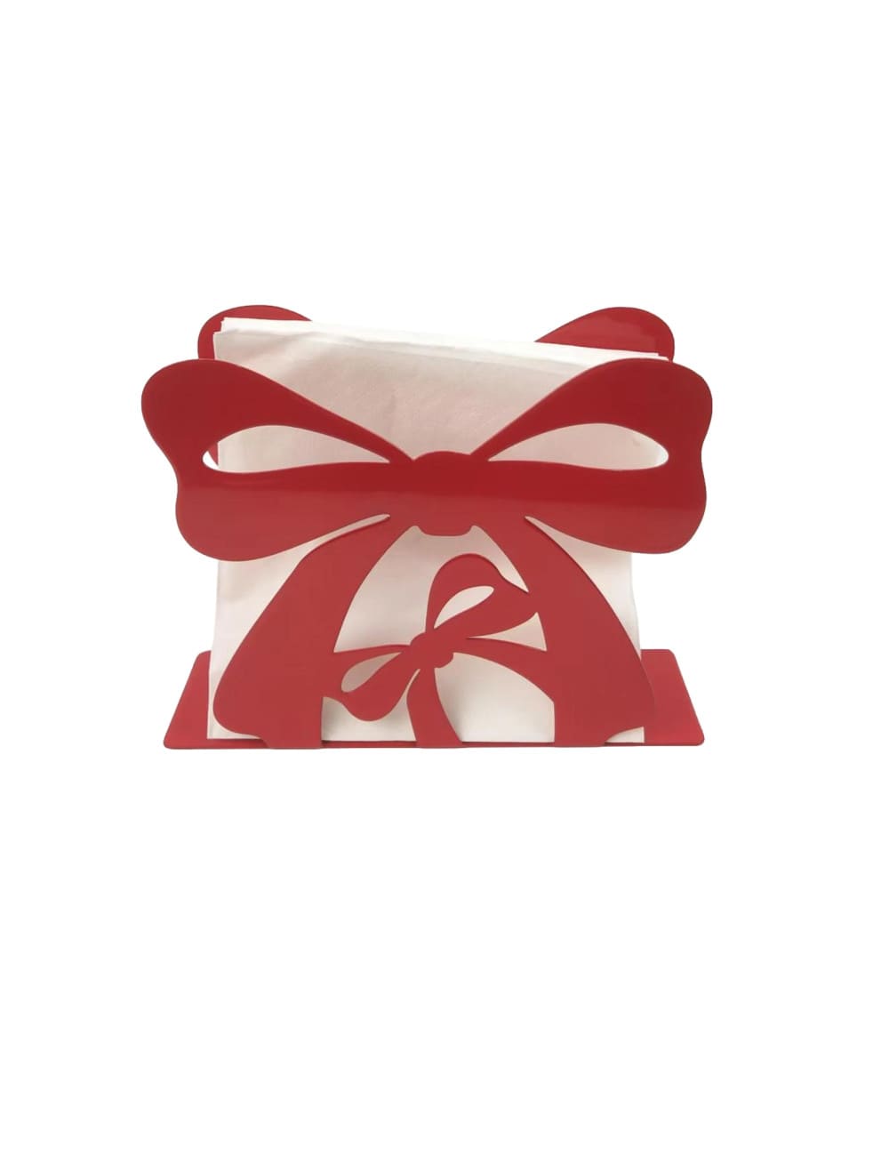 Brandani Portasalviette natalizio sagomato a fiocco in metallo rosso 14,5x11 cm. Elegante portatovaglioli da tavola. Acquista su Savino Arte e Design!