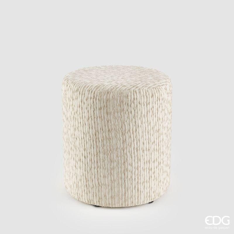 Pouf cilindrico in tessuto a righe grigio EDG altezza 45 cm. Sgabello imbottito moderno, portata max 110 kg. Acquista su Savino Arte e Design!