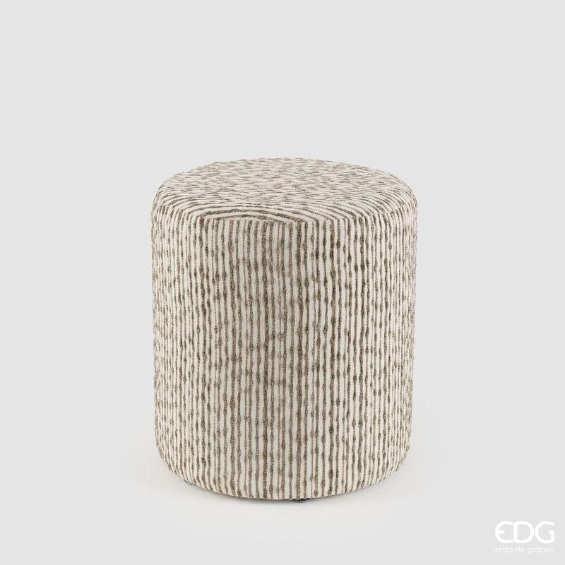 Pouf cilindrico in tessuto a righe sabbia EDG altezza 45 cm. Sgabello imbottito elegante, portata max 110 kg. Acquista su Savino Arte e Design!