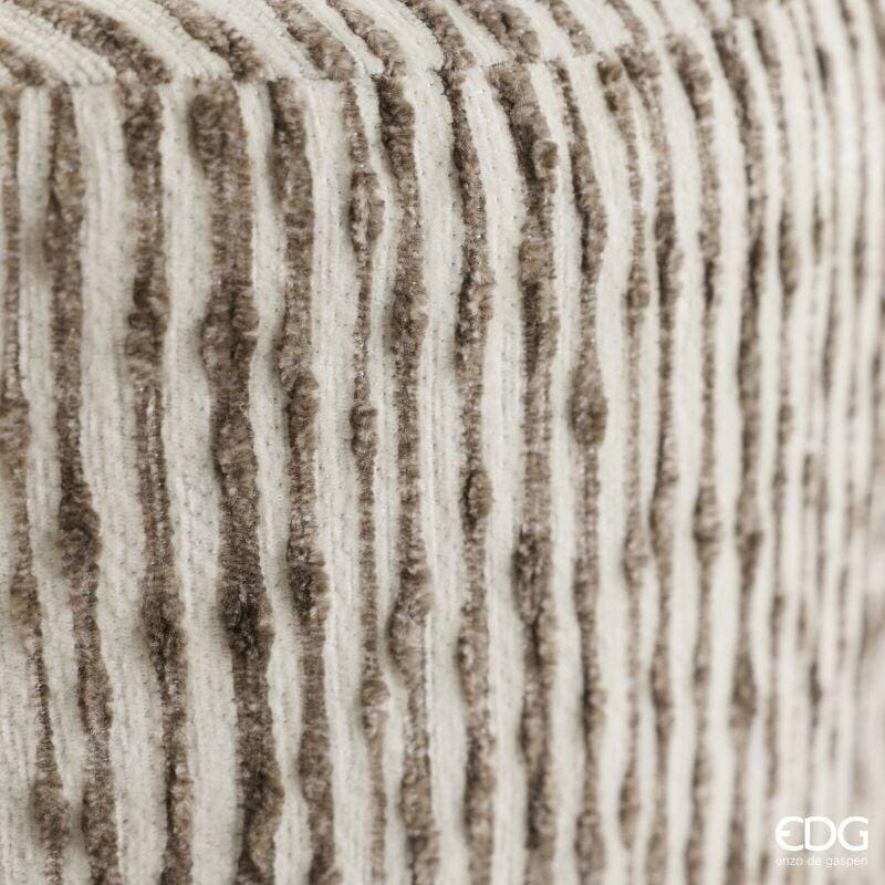 Alternative view of EDG Pouf Cilindrico in Tessuto a Righe Sabbia 45 cm
