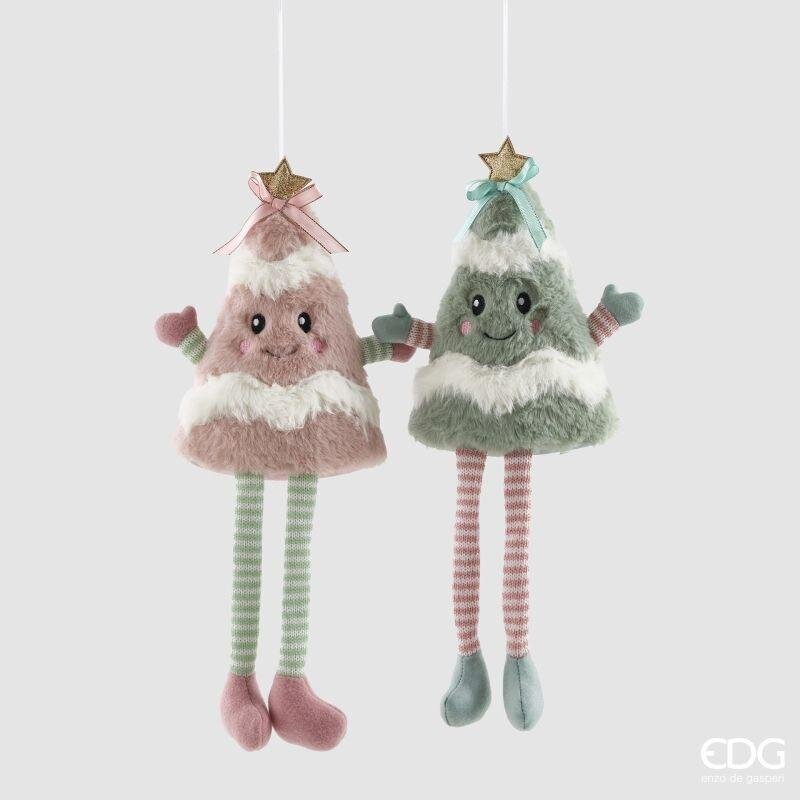 Pupazzo Albero Funny EDG 38 cm. Soffice decorazione in stoffa con stella dorata e simpatiche gambe a penzoloni. Pezzo singolo. Savino Arte e Design!