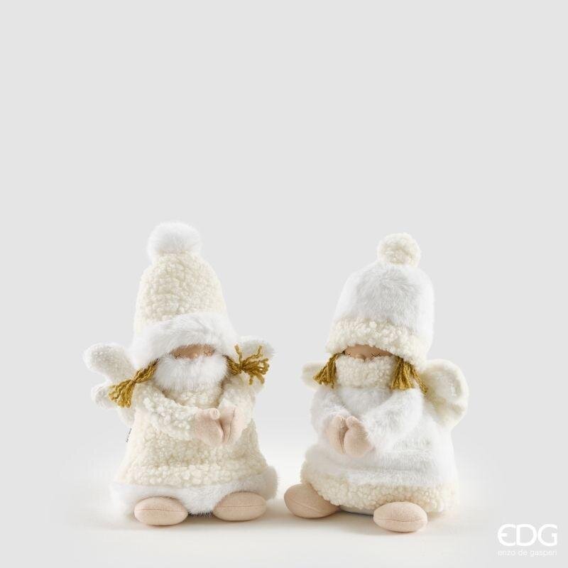 Pupazzo Angelo di Natale EDG 30 cm. Soffice decorazione in tessuto bouclé e peluche bianco. Vendita pezzo singolo assortito. Savino Arte e Design!
