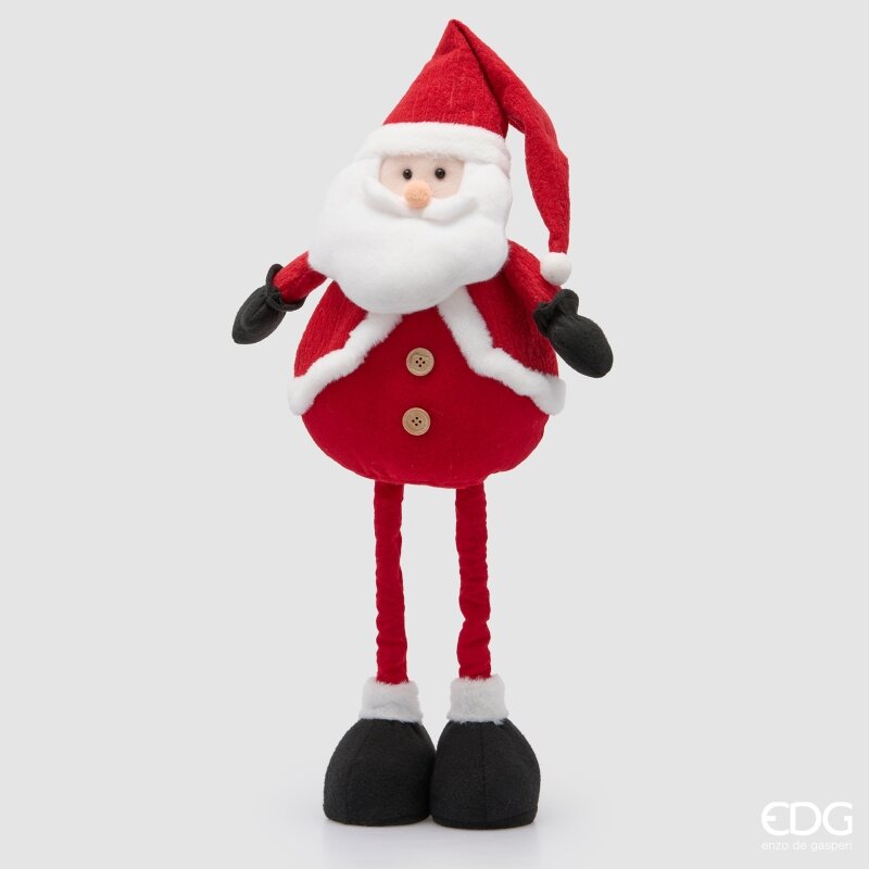 Pupazzo Babbo Natale telescopico EDG 70 cm. Addobbo natalizio regolabile in tessuto rosso e bianco con bottoncini in legno. Savino Arte e Design!