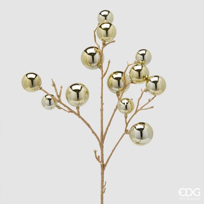 Ramo decorativo con palline oro EDG altezza 53 cm. Pick artificiale brillante per alberi di Natale, ghirlande e vasi. Acquista su Savino Arte e Design!