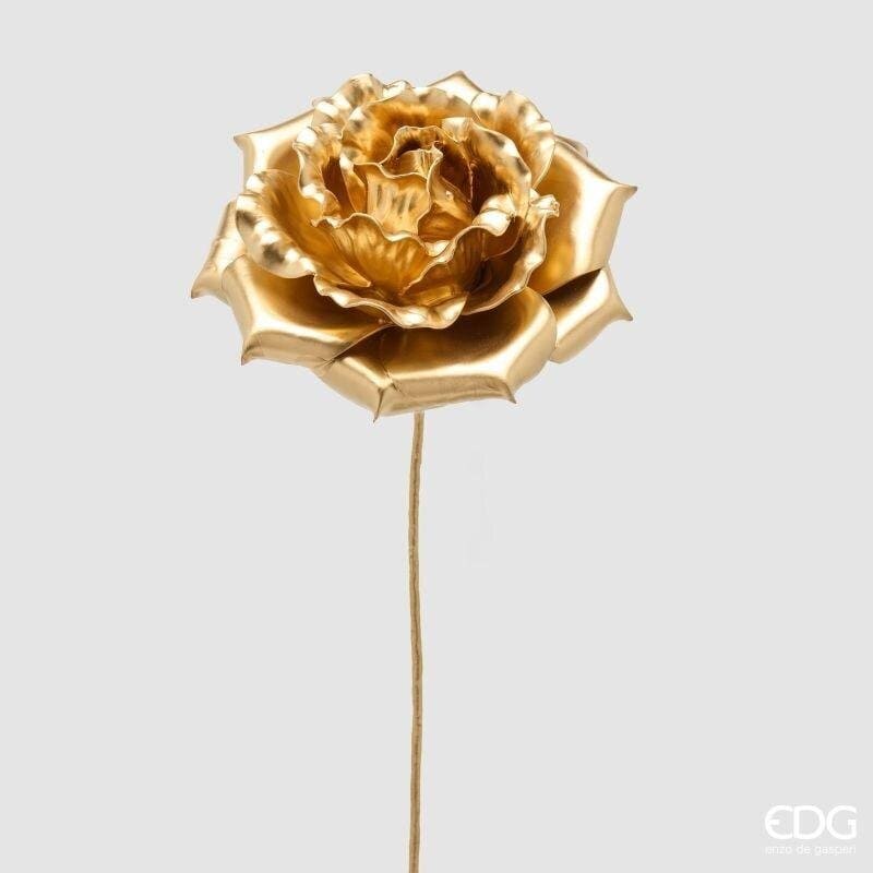 Ramo di rosa glossy oro EDG 60 cm. La decorazione natalizia perfetta per il tuo albero o per la casa. Acquista online su Savino Arte e Design!