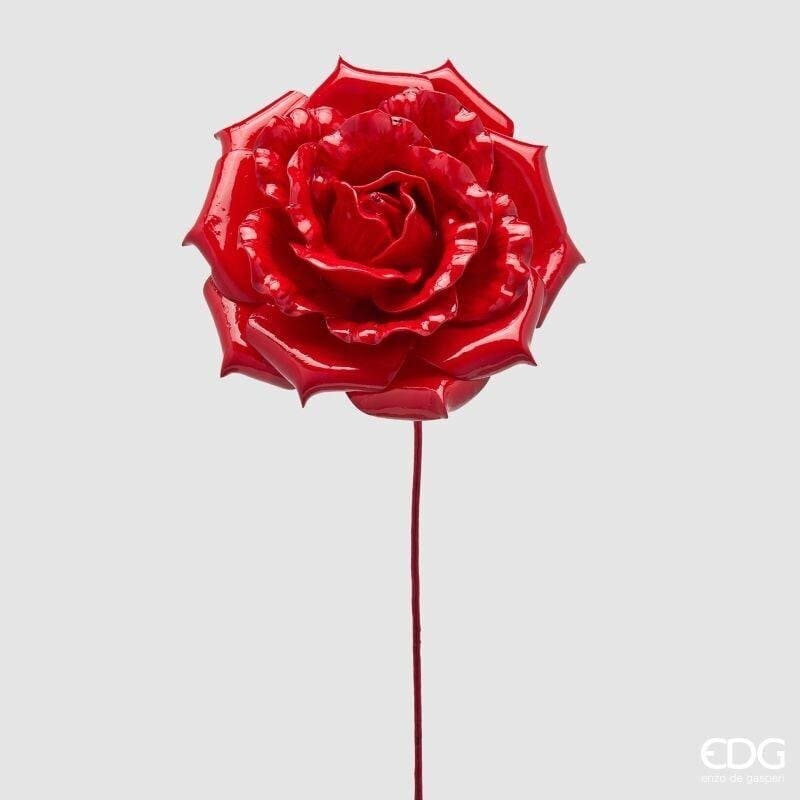 Ramo di rosa glossy rossa EDG 60 cm. La decorazione natalizia perfetta per il tuo albero o per la casa. Acquista online su Savino Arte e Design!