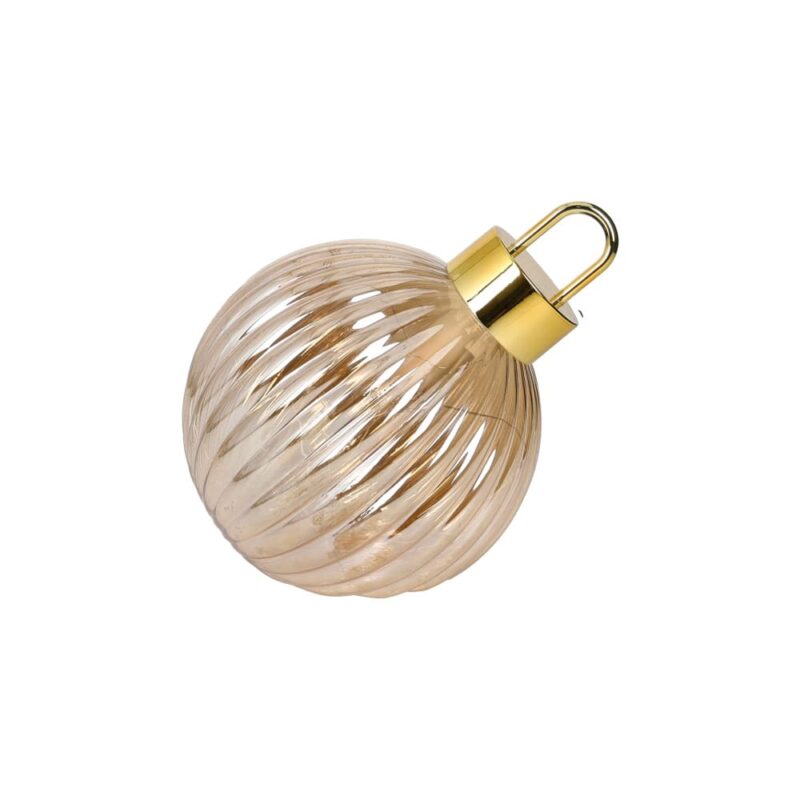 Brandani Sfera luminosa di Natale in vetro lavorato ambra con LED interni diametro 14,5 cm. Decorazione calda da appendere. Acquista su Savino Arte e Design!
