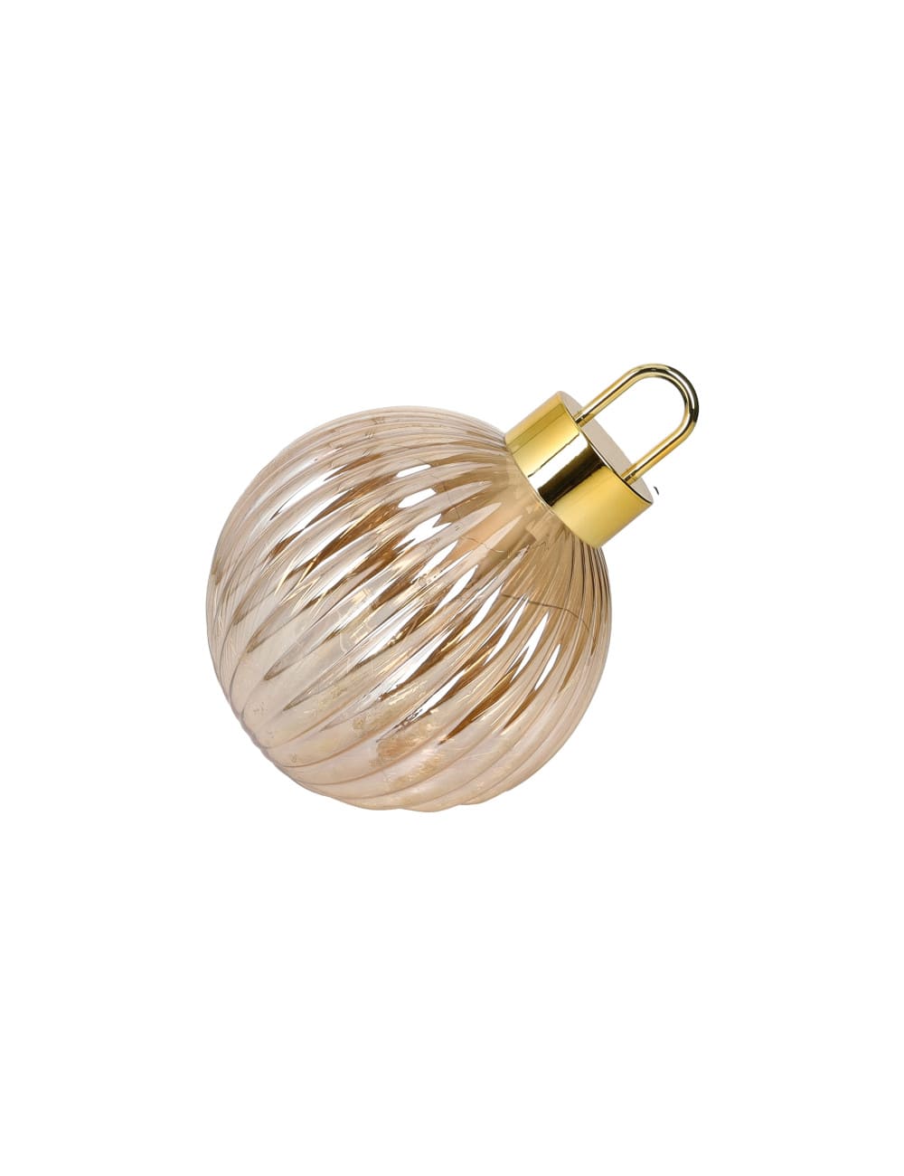 Brandani Sfera luminosa di Natale in vetro lavorato ambra con LED interni diametro 14,5 cm. Decorazione calda da appendere. Acquista su Savino Arte e Design!