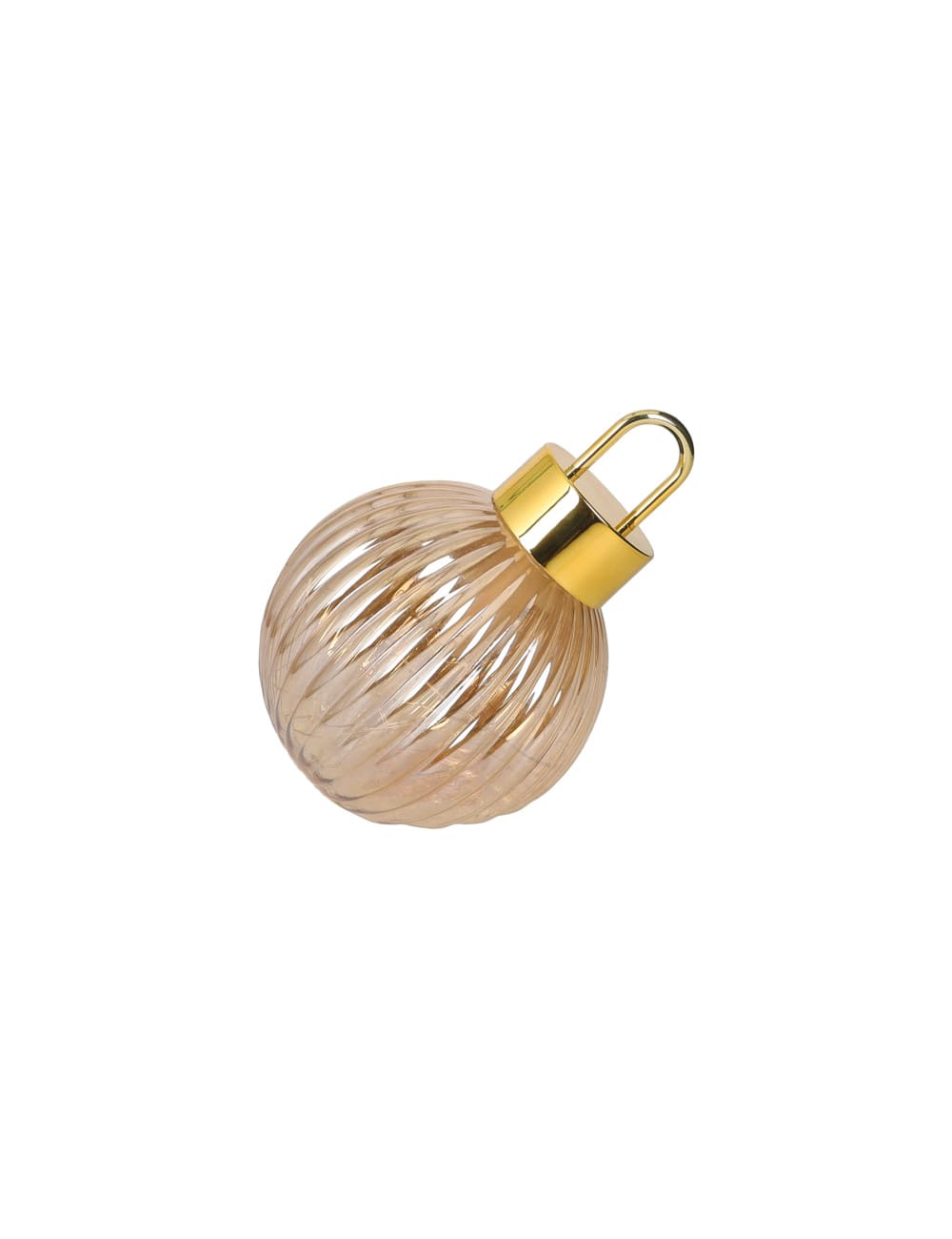 Brandani Sfera luminosa di Natale in vetro lavorato ambra con LED interni diametro 12 cm. Decorazione calda da appendere. Acquista su Savino Arte e Design!