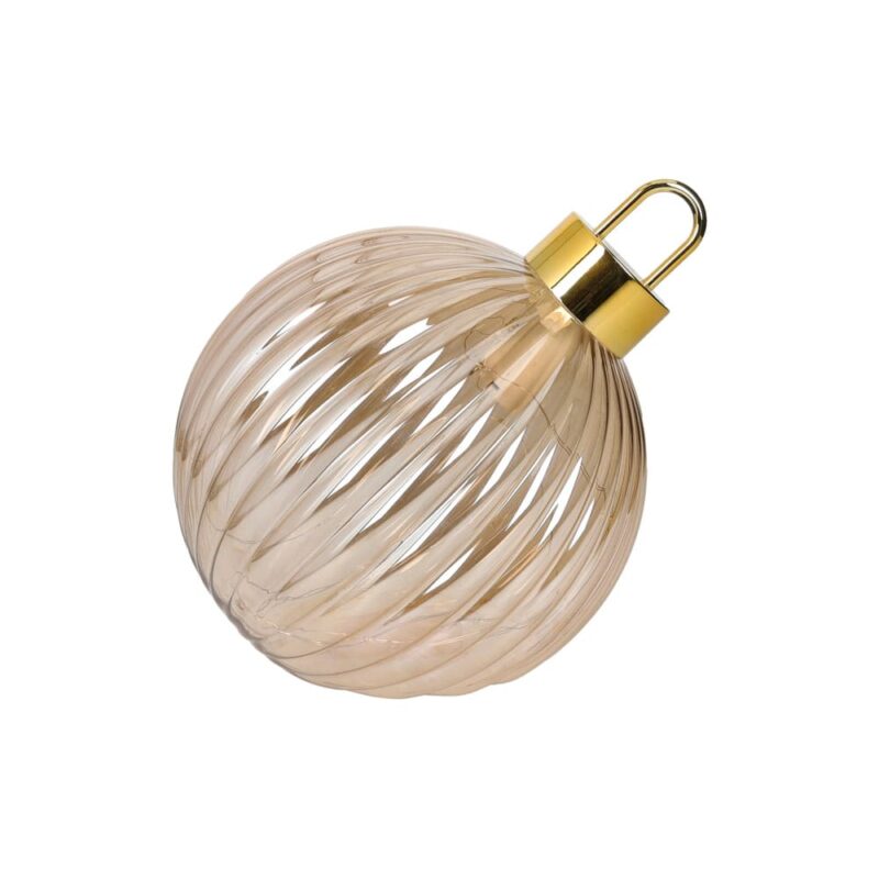 Brandani Sfera luminosa di Natale in vetro lavorato ambra con LED interni diametro 18 cm. Decorazione calda da appendere. Acquista su Savino Arte e Design!