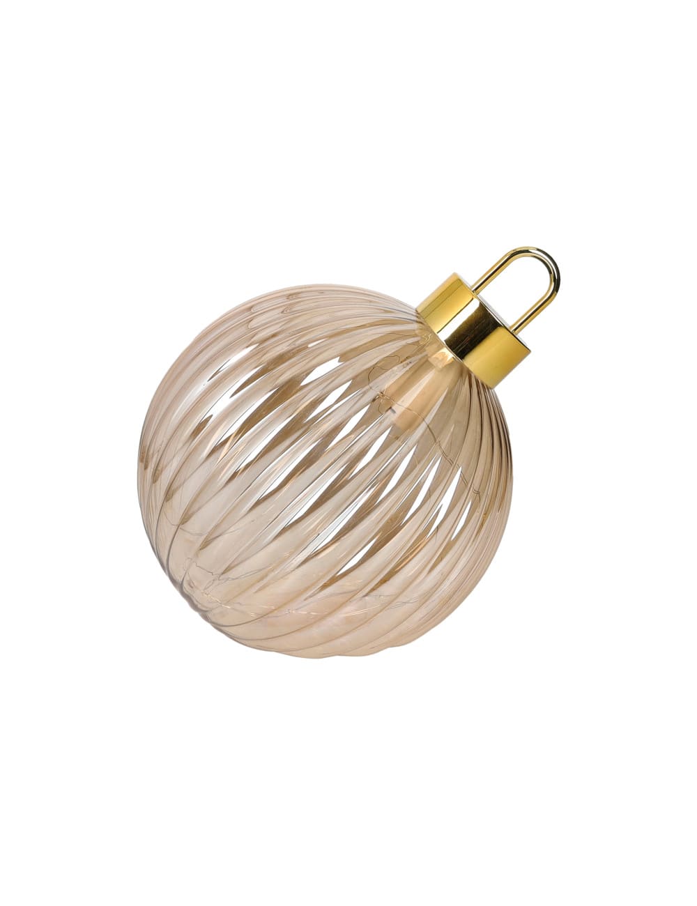 Brandani Sfera luminosa di Natale in vetro lavorato ambra con LED interni diametro 18 cm. Decorazione calda da appendere. Acquista su Savino Arte e Design!