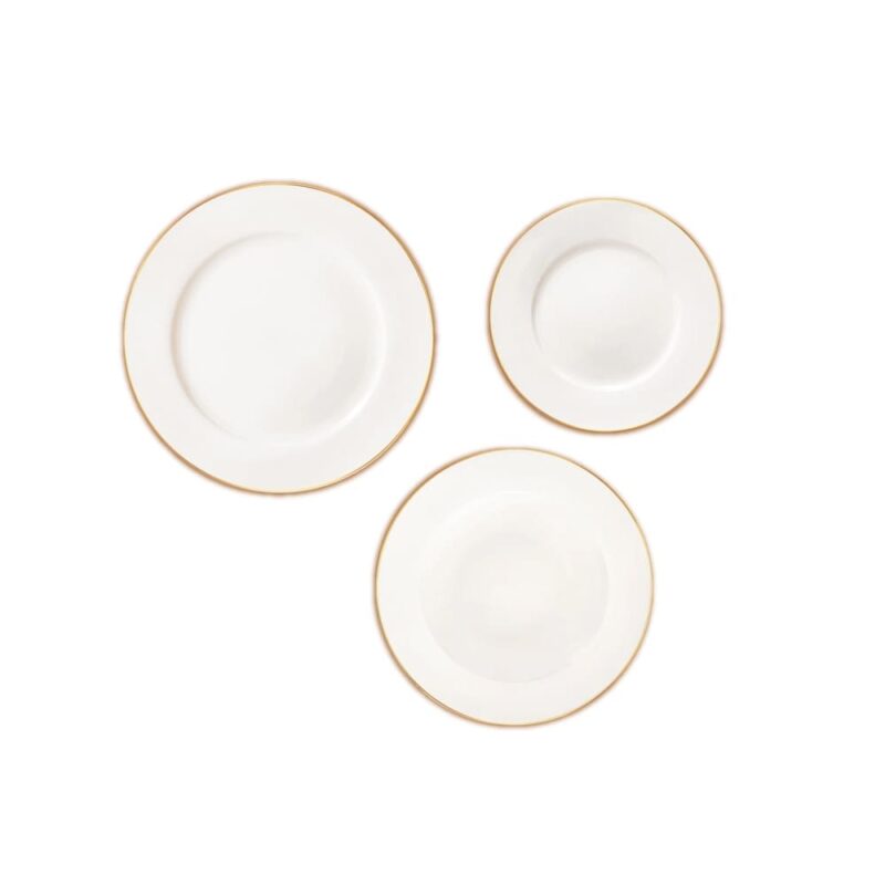 Brandani servizio piatti 18 pezzi Filo Oro in New Bone China. Set completo per 6 persone elegante con filo dorato. Acquista su Savino Arte e Design!