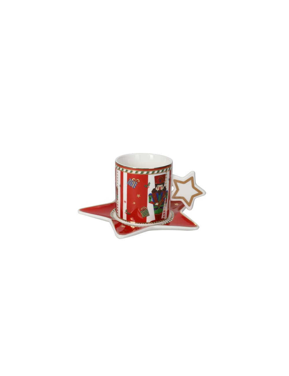 BRANDANI Set 2 Tazzine Caffè Lo Schiaccianoci in New Bone China con Piattino a Stella - immagine 3