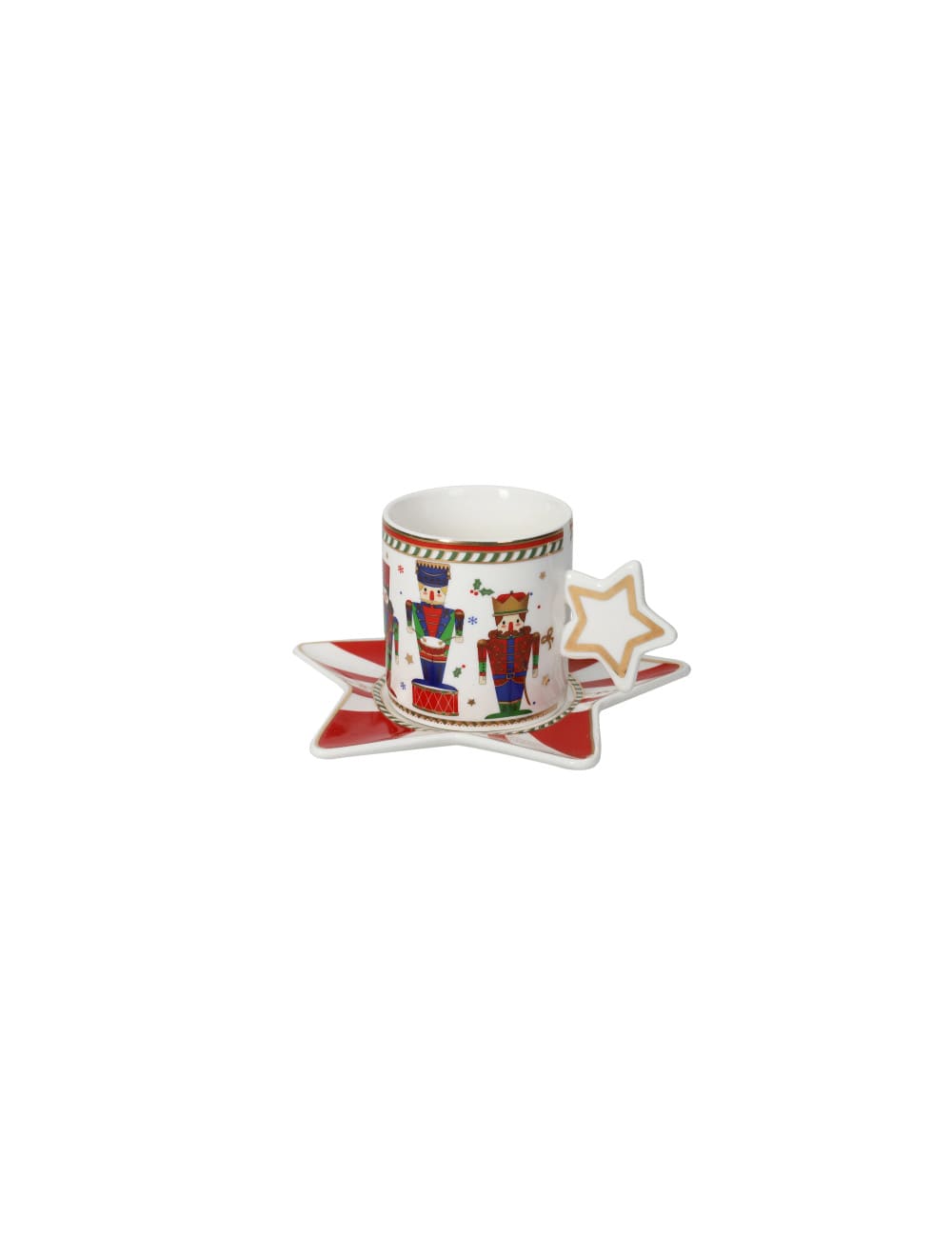BRANDANI Set 2 Tazzine Caffè Lo Schiaccianoci in New Bone China con Piattino a Stella - immagine 4