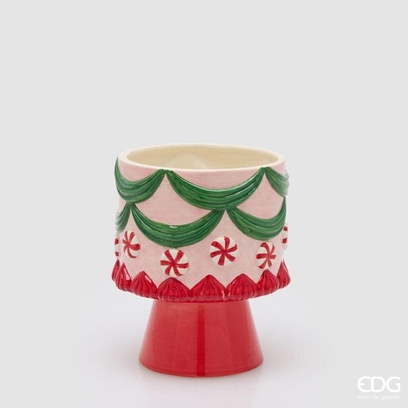 Vaso caramella in ceramica con supporto EDG 21cm: perfetto complemento natalizio per decorare la casa con la magia, la dolcezza e i colori delle feste.